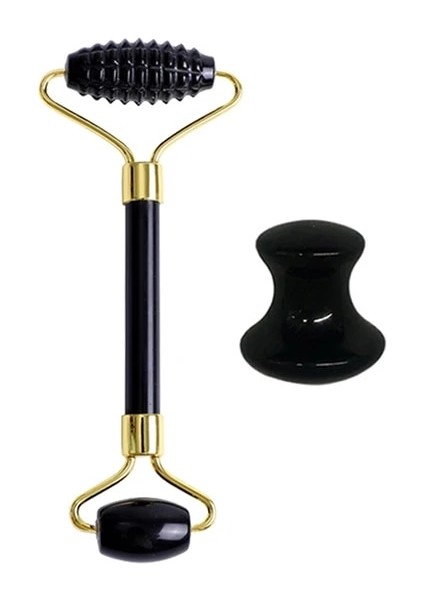 J Tipi Doğal Obsidyen Yüz Masajı Rulosu Gua Sha Kazıyıcı Seti Guaj Taşı Yüz Yeşim Rulo Masajı Guaj Kazıyıcı Yüz Masajı (Yurt Dışından)