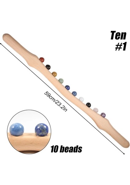 Ten-1 Ahşap Masaj Sopa Yeşim Taş Boncuk Masaj Silindiri Ahşap Tetik Noktası Masaj Aletleri Sırt Boyun Kazıma Için Gua Sha Terapi (Yurt Dışından)