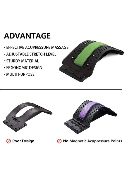 Yeşil Sırt Streç Ekipmanları Masaj Massageador Sihirli Sedye Spor Bel Desteği Gevşeme Omurga Ağrısı Rölyef Manyetik Masaj (Yurt Dışından) indirimleri