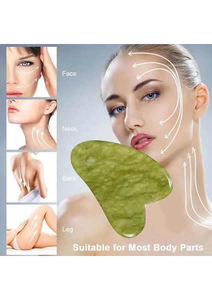 Yeşil Doğal Yeşil Yeşim Taş Gua Sha Masaj Aracı Yüz Spa Terapi Masajı Guaj Taş Antistres Vücut Kazıma Tahtası (Yurt Dışından)