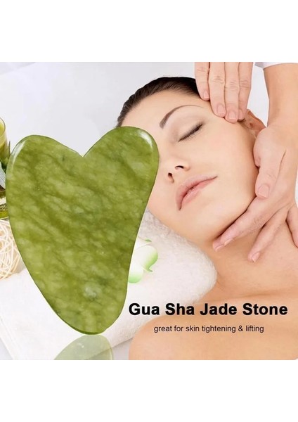 Yeşil Doğal Yeşil Yeşim Taş Gua Sha Masaj Aracı Yüz Spa Terapi Masajı Guaj Taş Antistres Vücut Kazıma Tahtası (Yurt Dışından)