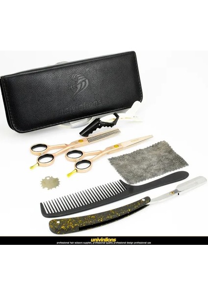 Set Kılıf ve Jilet Univinlions 5.5 "gül Altın Saç Makas Kuaförlük Japon Saç Kesme Makası Profesyonel Berber Jileti Makas Oya (Yurt Dışından)