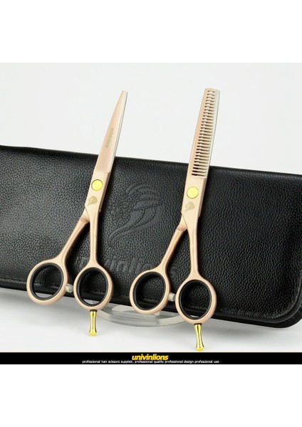 Set Kılıf ve Jilet Univinlions 5.5 "gül Altın Saç Makas Kuaförlük Japon Saç Kesme Makası Profesyonel Berber Jileti Makas Oya (Yurt Dışından) modelleri