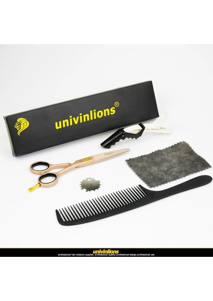 Set Kılıf ve Jilet Univinlions 5.5 "gül Altın Saç Makas Kuaförlük Japon Saç Kesme Makası Profesyonel Berber Jileti Makas Oya (Yurt Dışından) fırsatları
