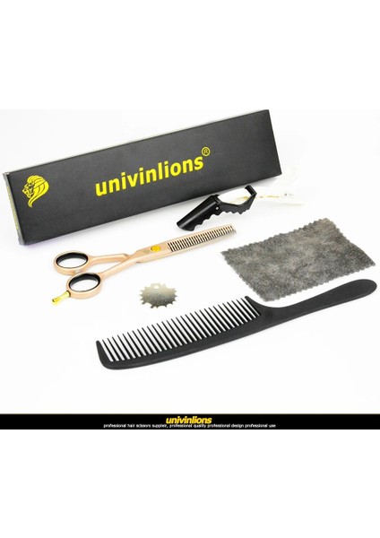 Set Kılıf ve Jilet Univinlions 5.5 "gül Altın Saç Makas Kuaförlük Japon Saç Kesme Makası Profesyonel Berber Jileti Makas Oya (Yurt Dışından) indirimleri