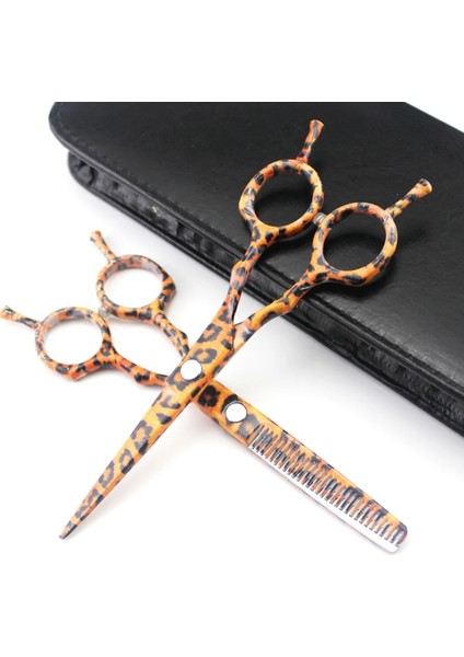 Çanta ile Set Profesyonel Jp 440C 5.5 '' Leopar Seramik Makas Saç Makas Kesme Berber Saç Kesimi Inceltme Makası Kuaförlük Makas (Yurt Dışından) modelleri