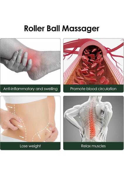 Yeşil 7 Çelik Boncuk Vücut Masaj Rulo Kolları Bacaklar Topu Haddeleme Slimmer Anti-Selülit Yağ Vücut Şekillendirme Rahatlatıcı Masaj Aracı Kaldırmak (Yurt Dışından)