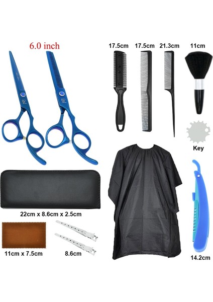 A0174A-06-60 Saç Makas Seti 6 Inç Japonya Çelik Saç Kesme Inceltme Makas Kuaförlük Makası Berber Salon Araçları Kuaför A0175A (Yurt Dışından)