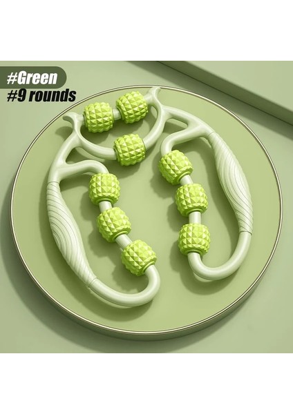 Green-9 Yuvarlak Boyun Buzağı ve Bacak Için 1 Adet Masaj Silindiri - 9 Tekerlek Fit Kişisel Kas El Derin Doku Tetik Noktası Köpük Miyofasiyal Aletler (Yurt Dışından) fiyatları