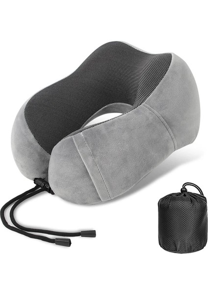 Gri Bellek Köpük U Şekilli Boyun Yastıklar Yumuşak Seyahat Uyku Masajı Yastık Uçak Sağlık Boyun Gevşetme Için Servikal Brace (Yurt Dışından)
