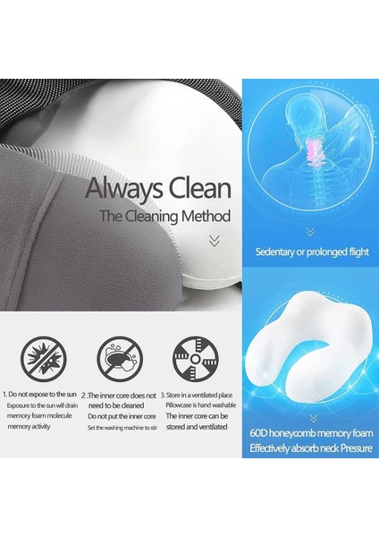 Gri Bellek Köpük U Şekilli Boyun Yastıklar Yumuşak Seyahat Uyku Masajı Yastık Uçak Sağlık Boyun Gevşetme Için Servikal Brace (Yurt Dışından) modelleri
