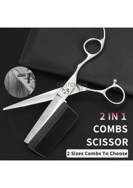 Iki Boyutlu Tarak Yeni Profesyonel JP440C Çelik 6 '' 2 In 1 Saç Makası Tarak Saç Kesimi Berber Saç Kesme Makası Kuaför Makası (Yurt Dışından)