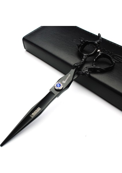 5.5 Kesme Siyah Ejderha Kuaförlük Makas 7 ve 6 ve 5.5 Inç Salon Profesyonel Kuaförlük Kesme Makası ve Inceltme Makası Seti (Yurt Dışından)