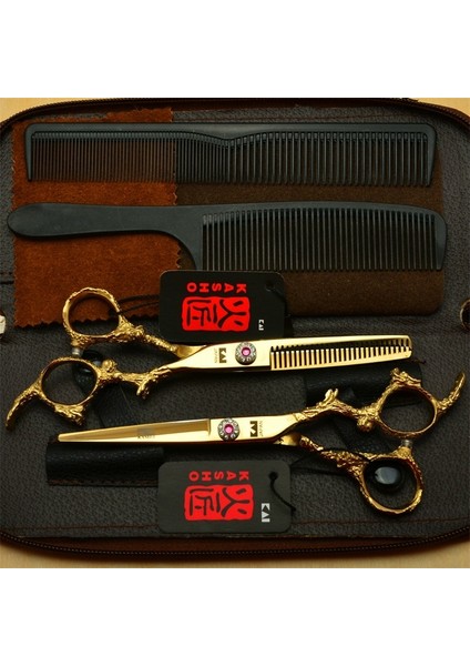 Hj-6gk Set Çanta Profesyonel 6 Inç Saç Makas Kuaförlük Makas Berber Makası Düz Inceltme Saç Kesme Aracı (Yurt Dışından)