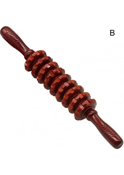 B Vücut Fasya Masajı Kaymaz Sap Ahşap Yivli Dişli Kollar Bacaklar Uyluk Kalçalar Sırt Gevşemesi Için Pürüzsüz Rulo Masajı (Yurt Dışından)