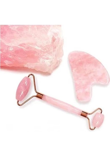 Pembe Gül Kuvars Yeşim Masaj Rulo Guaj Kazıyıcı Seti Doğal Kristal Taş Gua Sha Kurulu Yüz Masajı Cilt Bakımı Güzellik Aracı (Yurt Dışından)