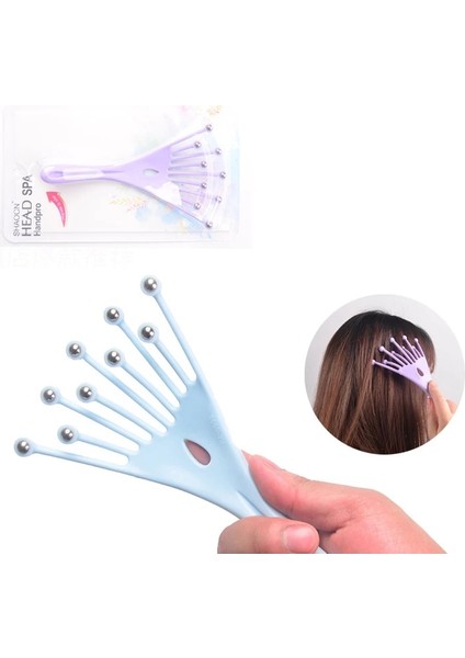 Gök Mavisi Kurdele Paketi Kafa Masajı Saç Derisi Boyun Tarak Rulo Beş Parmak 9 Pençeler Çelik Top El Tipi Rahatlama Spa Saç Bakımı Saç Büyümesi Için Stres Giderici (Yurt Dışından) modelleri