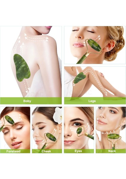 Green-B Doğal Yeşim Güzellik Kazıma Yüz Masajı Rulo Taramalar Meridyenler ve Akupunktur Noktaları Kaldırır Kırışıklıkları Sıkılaştırır Yorgunluğu Ortadan Kaldırır (Yurt Dışından) indirimleri