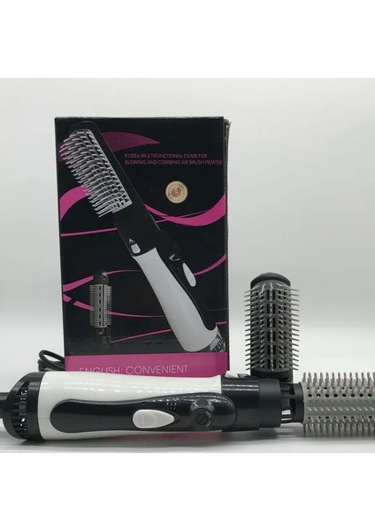 Set Ingiltere Fiş Saç Kurutma Makinesi Saç Maşası 2 In 1 Fırça Sıcak Hava Şekillendirici Tarak Curling Demir Rulo Şekillendirici Fırça Saç Kurutma Makinesi Darbe Nozulları SU404 (Yurt Dışından)