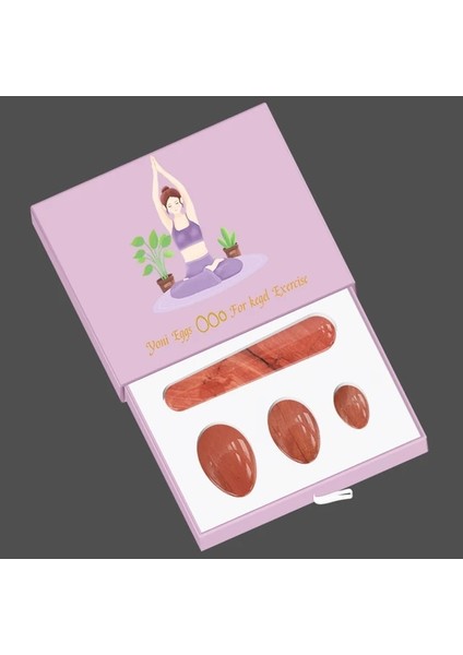 Kırmızı Jasper Deliksiz Yoni Yumurta Seti Kutusu ile Kadın Kegel Egzersiz Yeşim Yumurta Vajinal Kaslar Sıkma Topu Masaj Yoni Değnek Yeşim Masajı (Yurt Dışından)