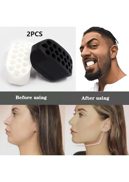 2 Beyaz Yüz Masseter Jawline Çene Jawrsize Kas Erkek Ağız Egzersiz Çiğneme Topu Isırma Kırıcı Eğitim Spor Yüz Masseter Erkek Jawl (Yurt Dışından)