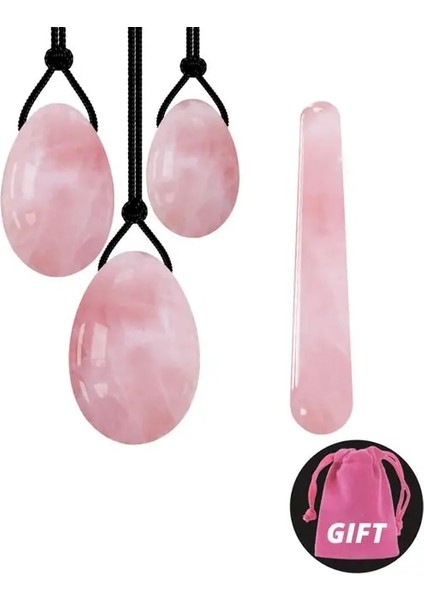 Gül Kuvars Seti Gül Kuvars Yoni Yumurta Seti Doğal Obsidyen Yeşim Yumurta Yoni Değnek Yeşim Masaj Vajinal Kaslar Sıkma Topu Kristal Kegel Yumurta (Yurt Dışından)