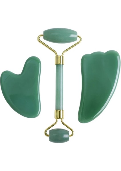 C Tipi Doğal Yeşim Yüz Masajı Rulosu Guaj Kazıyıcı Seti Aventurin Guaj Taşı Yüz Masajı Masajı Gua Sha Kazıyıcı Yüz Masajı (Yurt Dışından)