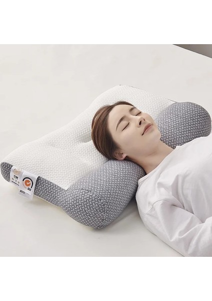 Gri M-48X74CM Yumuşak 3D Spa Masaj Yastığı Süper Ergonomik Boyun Masaj Yastıkları Uykuyu Korumaya Yardımcı Olmak Boyun Yastık Örme Pamuk Yastık Yatak (Yurt Dışından)