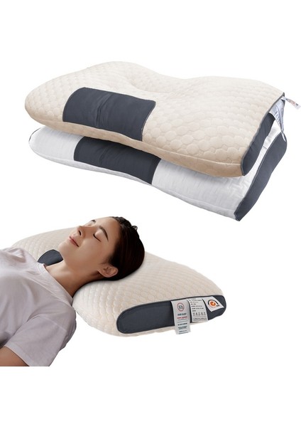 Gri M-48X74CM Yumuşak 3D Spa Masaj Yastığı Süper Ergonomik Boyun Masaj Yastıkları Uykuyu Korumaya Yardımcı Olmak Boyun Yastık Örme Pamuk Yastık Yatak (Yurt Dışından) modelleri