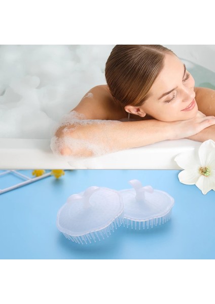 2 Adet Şampuan Saç Yıkama Tarak Banyo Duş Saç Temiz Fırça Silikon Banyo Taraklar (Yurt Dışından)