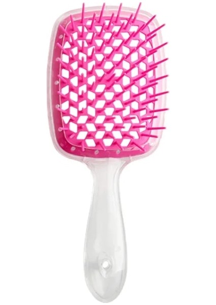 Pembe-Şeffaf 1 Pc Kadınlar Düz Saç Şekillendirici Tarak Geniş Diş Hava Yastığı Hollow-Out Tarak Dolaşmayan Statik Tarak Kuaförlük Aracı Kuru ve Islak (Yurt Dışından)