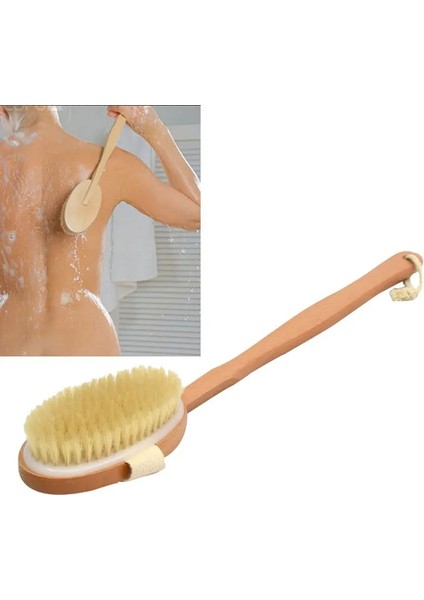 Yeni 1 Adet Nitelikli Duş Fırçası Doğal Uzun Ahşap Kıl Masaj Banyo Duş Geri Spa Ayrılabilir Scrubber (Yurt Dışından)