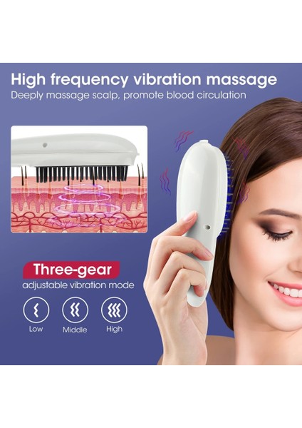 Beyaz Set USB Şarj Kırmızı ve Mavi Işık Elektrikli Kablosuz Kızılötesi Işın Masaj Tarak Saç Büyüme 3 Mod Titreşim Kafa Derisi Ipl Masaj Bakımı (Yurt Dışından) fiyatları