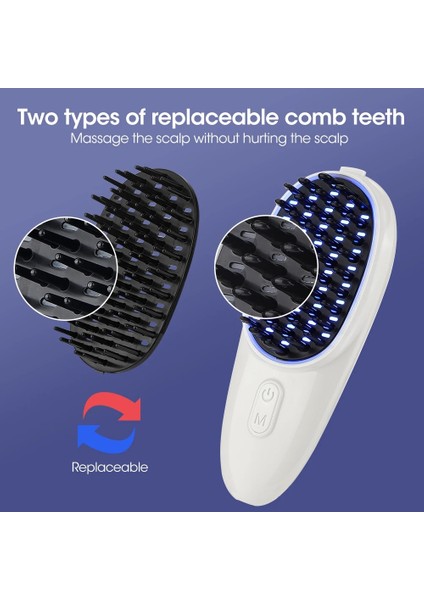 Beyaz Set USB Şarj Kırmızı ve Mavi Işık Elektrikli Kablosuz Kızılötesi Işın Masaj Tarak Saç Büyüme 3 Mod Titreşim Kafa Derisi Ipl Masaj Bakımı (Yurt Dışından) modelleri