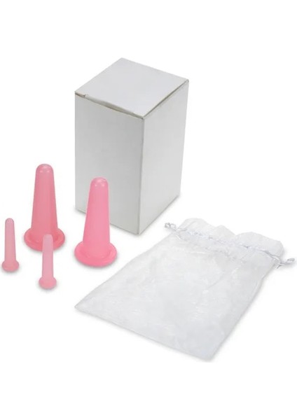 Pembe Çanta ile 4 Adet Silikon Kavanoz Vakum Bardak Seti (Yurt Dışından)