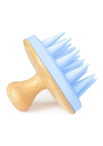 1-2 Silikon Masaj Tarak Şampuan Fırçası Ahşap Saç Fırçası Banyo Fırçası Yumuşak El Uzun Diş Temizleme Ovma Fırçası Bambu Banyo Fırçası (Yurt Dışından)