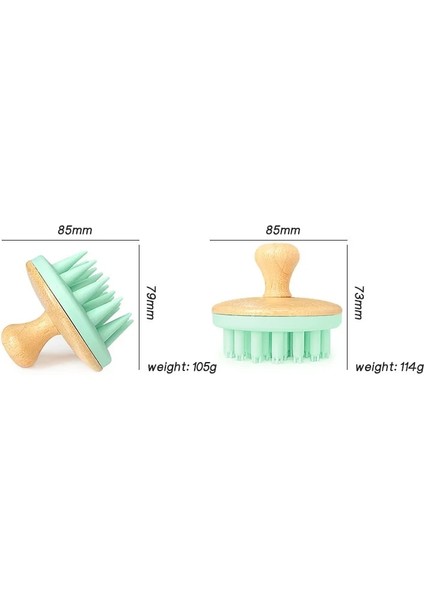 1-2 Silikon Masaj Tarak Şampuan Fırçası Ahşap Saç Fırçası Banyo Fırçası Yumuşak El Uzun Diş Temizleme Ovma Fırçası Bambu Banyo Fırçası (Yurt Dışından)