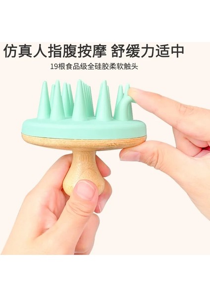 1-2 Silikon Masaj Tarak Şampuan Fırçası Ahşap Saç Fırçası Banyo Fırçası Yumuşak El Uzun Diş Temizleme Ovma Fırçası Bambu Banyo Fırçası (Yurt Dışından)