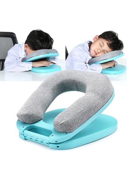 Mavi Masa Şekerleme Yastık Boyun Destekçisi Koltuk Minderi Kafalık Seyahat Boyun Yastık Kol Dayanağı ile Öğrenci Masası Uyku Ofis Dinlenme (Yurt Dışından) fiyatları