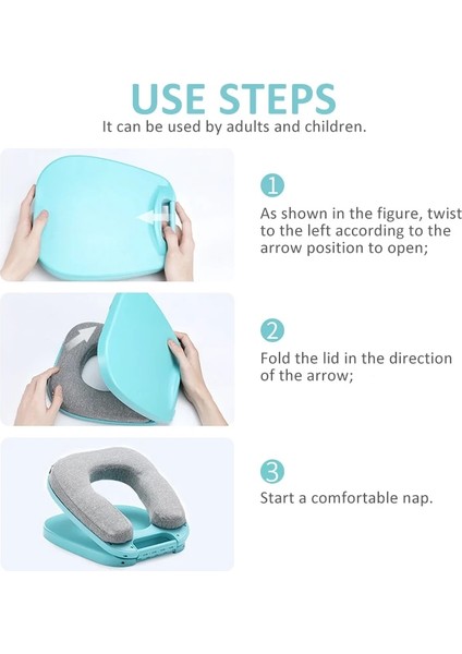 Mavi Masa Şekerleme Yastık Boyun Destekçisi Koltuk Minderi Kafalık Seyahat Boyun Yastık Kol Dayanağı ile Öğrenci Masası Uyku Ofis Dinlenme (Yurt Dışından) indirimleri