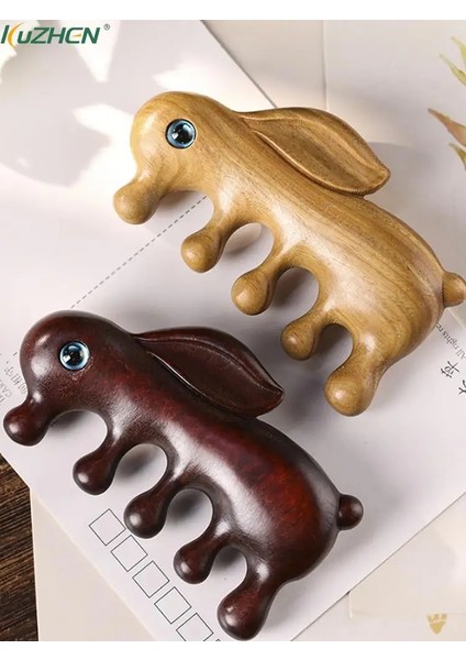 Güzel Tavşan Şekli Meridyen Masaj Tarak Ahşap Geniş Diş Tarağı Akupunktur Tedavisi Kan Dolaşımı Anti-Statik Pürüzsüz Saç (Yurt Dışından) fiyatları