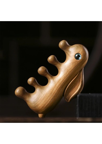 Güzel Tavşan Şekli Meridyen Masaj Tarak Ahşap Geniş Diş Tarağı Akupunktur Tedavisi Kan Dolaşımı Anti-Statik Pürüzsüz Saç (Yurt Dışından) fırsatları