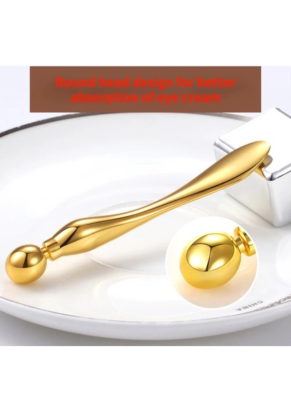 10 cm Gül Altın Mini Çelik Top/seramik Göz Kremi Masaj Sopa Rulo Top Göz Masaj Sopa Gözler Krem Kaşık Kırışıklıkları ve Koyu Halkaları Kaldırmak (Yurt Dışından)