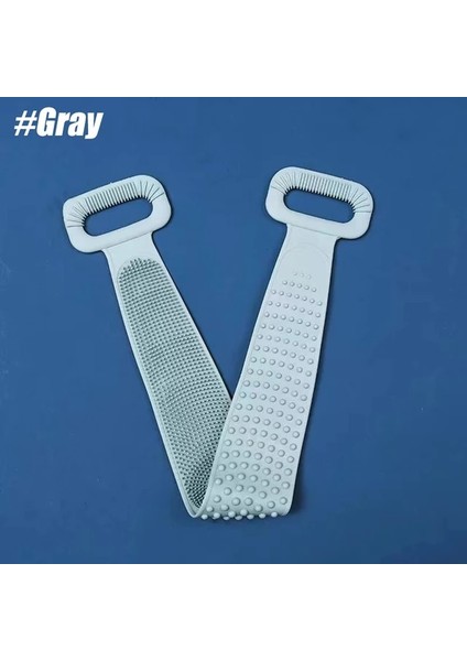 Gri 76CM Vücut Silikon Fırça Fırçalama Vücut Peeling Sünger Fırçası Banyo Duş Arka Fırça Banyo Fırçalama Temiz Aracı Leke Çıkarma Banyo Kemeri (Yurt Dışından)