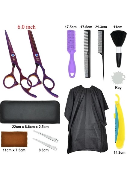 A0178A-07-60 Saç Makas Seti 6 Inç Japonya Çelik Saç Kesme Inceltme Makas Kuaförlük Makası Berber Salon Araçları Kuaför A0175A (Yurt Dışından)