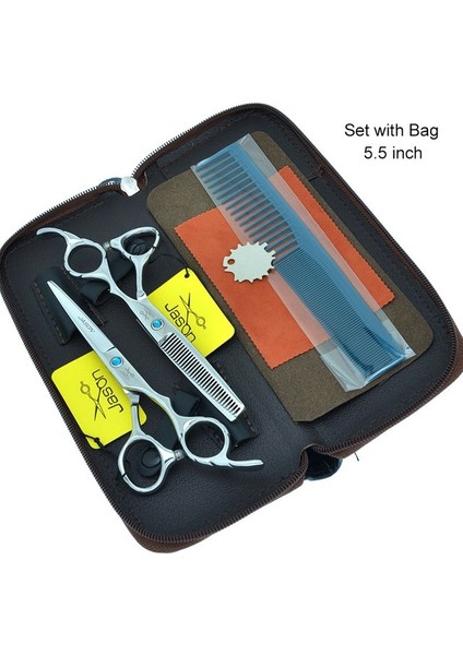 A0036D-01-55 5.5 "profesyonel Kuaför Saç Makası Japonya 440C Kuaförlük Kesme Makas Salon Inceltme Makası Berber Jilet A0072D (Yurt Dışından)
