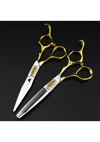 Set 6.0 Inç Altın Saplı Profesyonel Berber Makası Düz Kesim Ince Kesim 440C Profesyonel Salon (Yurt Dışından) fırsatları