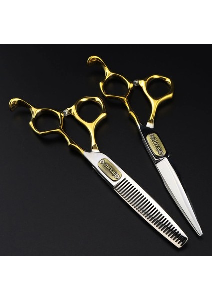 Set 6.0 Inç Altın Saplı Profesyonel Berber Makası Düz Kesim Ince Kesim 440C Profesyonel Salon (Yurt Dışından) indirimleri