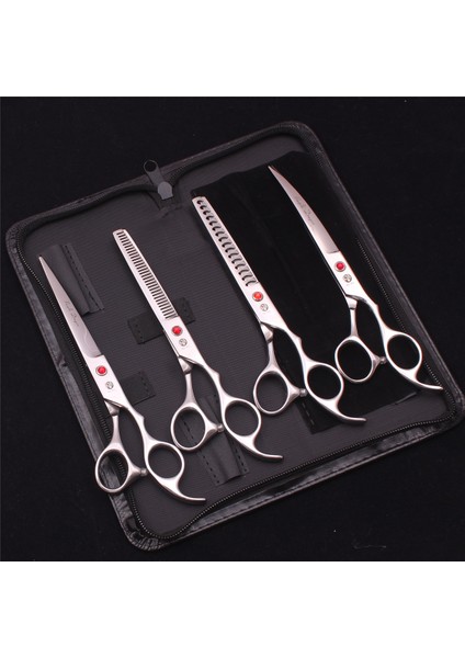 Z3003-ZI-D4 Mor Ejderha Pet Makas 7 ''paslanmaz Köpek Bakım Makas Seti Düz Makas Inceltme Makası Chunker Kavisli Makas Z3003 (Yurt Dışından) fırsatları