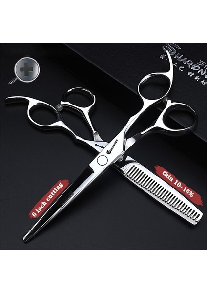 6 Inç 2pc Sharonds Oluklu Balık Kılçığı Saç Inceltme Makası 6 Inç Inceltme Makası 10 Büyük Diş Simli Kesme Makası 440C'DEN Yapılmıştır (Yurt Dışından)